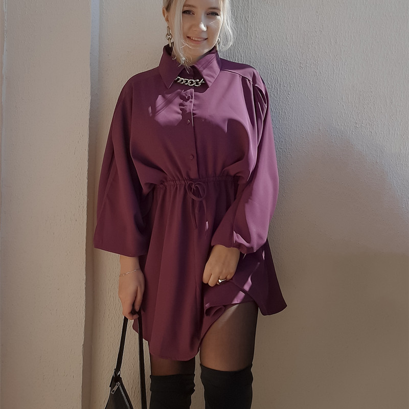 Vintage Woman Purple Sashes Chiffon Dress Spring Fashion Ladies Batwing Sleeve A-Line Female Elegant es 210515