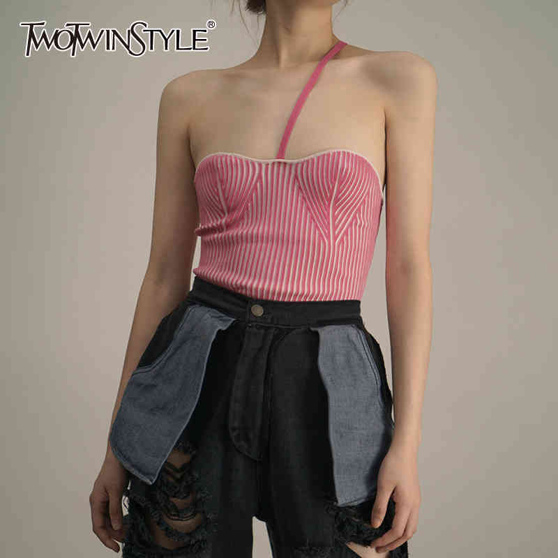 Sexy Knitted Hit Color Vest For Women Skew Collar Sleeveless Elastic Slim Tank Tops Females Summer Clothes 210524, Red
Sexy Knitted Hit Color Vest For Women Skew Collar Sleeveless Elastic Slim Tank Tops Females Summer Clothes 210524, Red