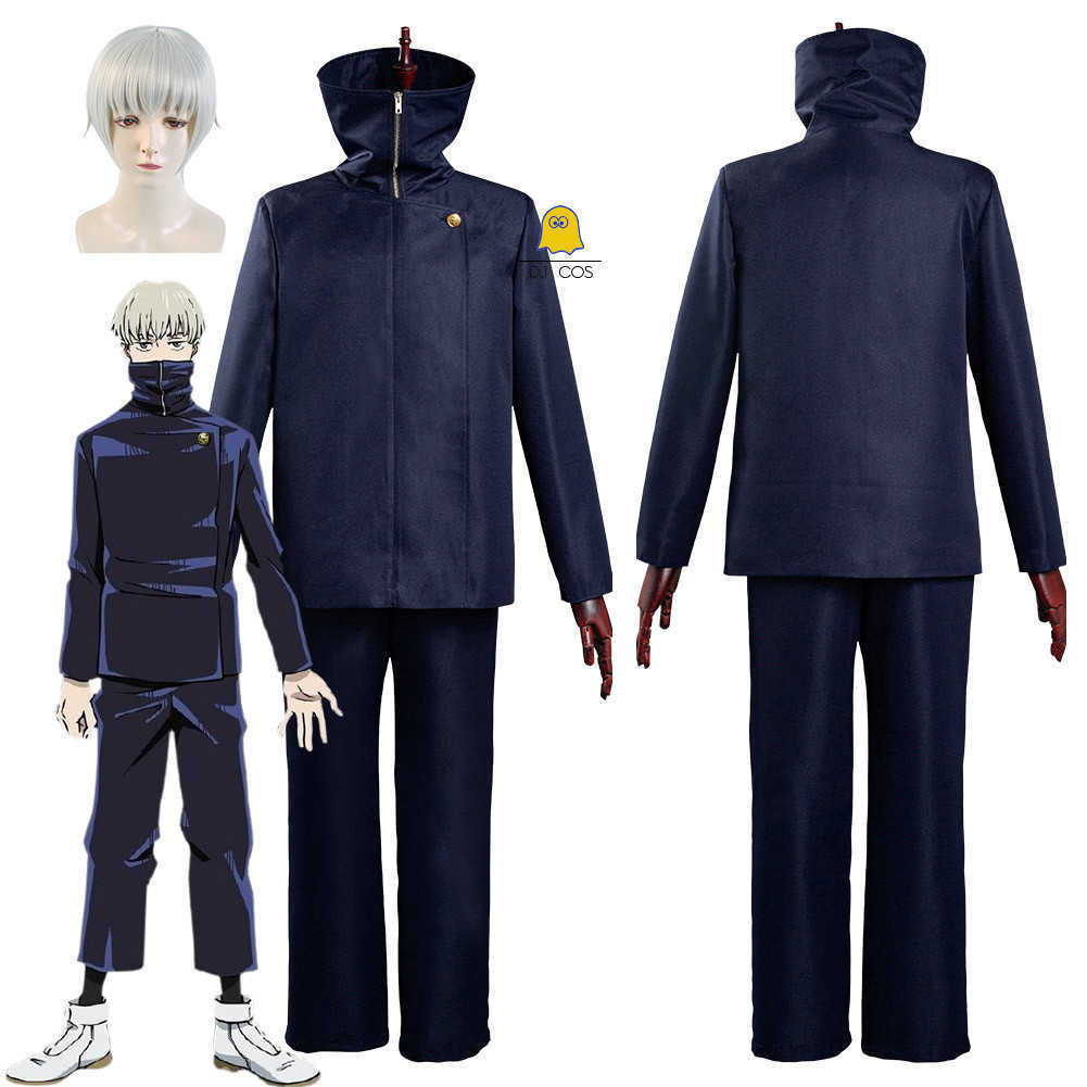 Jujutsu Kaisen Anime Toge Inumaki Cosplay Costume Wig Top+Pants Halloween Christmas Party School Uniform Outfits Men Women Y0913