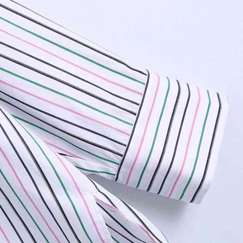 Fashion Women Color Striped Oversized Shirt Female Long Sleeve Blouse Casual Lady Loose Tops Blusas S8803 210430