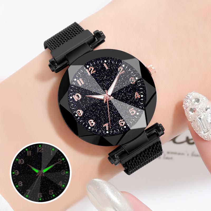 Wristwatches 2021 Fashion Digital Starry Sky Watches Women Luminous Hands Black Mesh Band Quartz Magnet Watch Relogio Feminino
Wristwatches 2021 Fashion Digital Starry Sky Watches Women Luminous Hands Black Mesh Band Quartz Magnet Watch Relogio Feminino