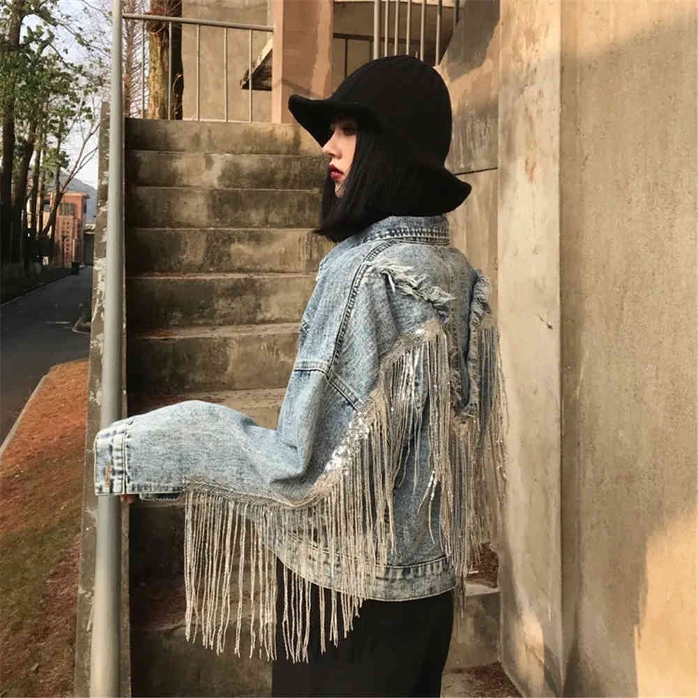 women's jackets sequins fringe korean punk sanding jacket harajuku fashionable denim coat shredded vintage streetwear women's pock, Black;brown
women's jackets sequins fringe korean punk sanding jacket harajuku fashionable denim coat shredded vintage streetwear women's pock, Black;brown