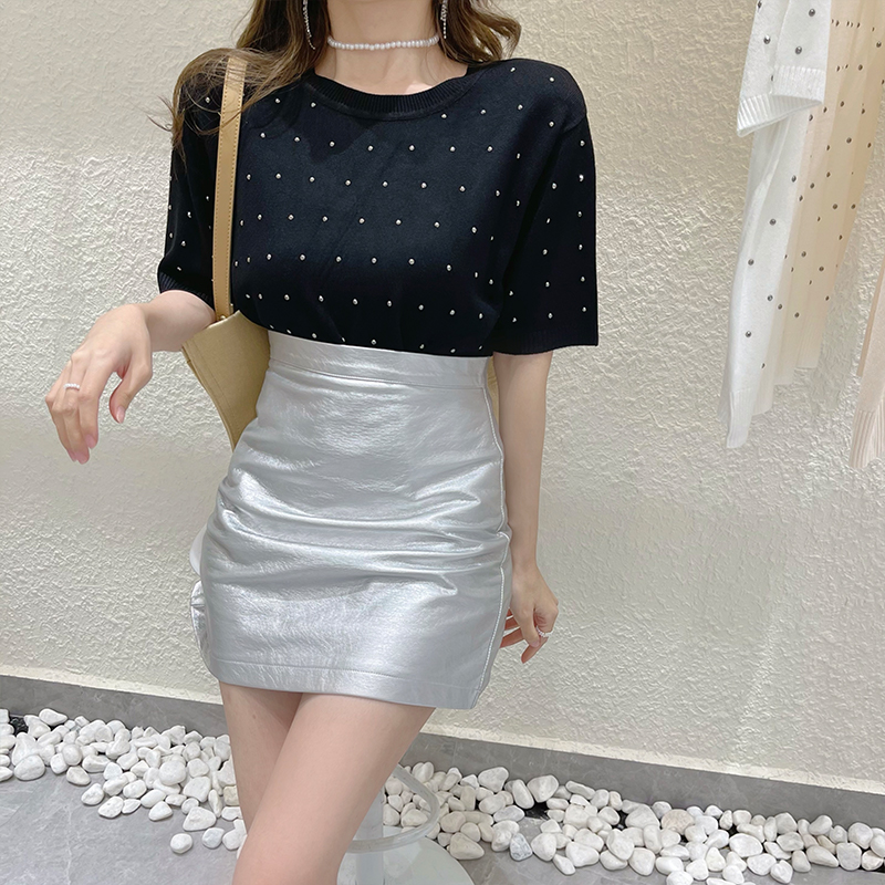 Women's Knits & Tees summer Korean top small fresh round neck dot knit short sleeve T-shirt, Black
Women's Knits & Tees summer Korean top small fresh round neck dot knit short sleeve T-shirt, Black
