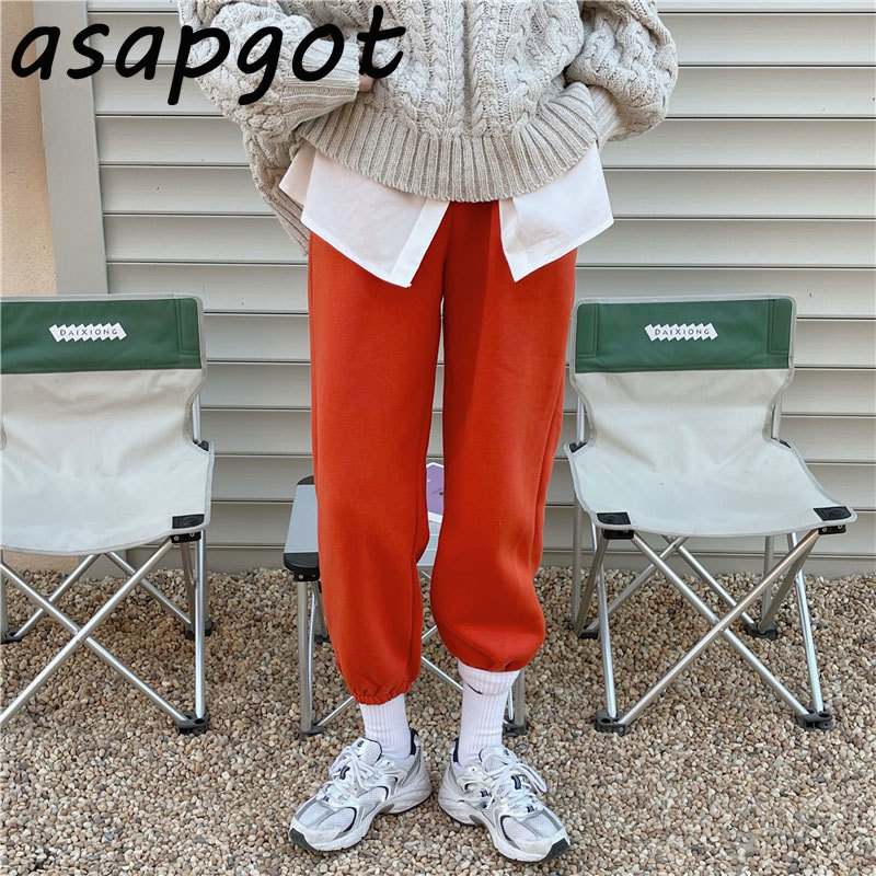 7 Color Autumn Winter Thick High Waist Fleece Sweatpants Drawstring Loose Solid Casual White Joggers Harem Pant Women Cotton 210429