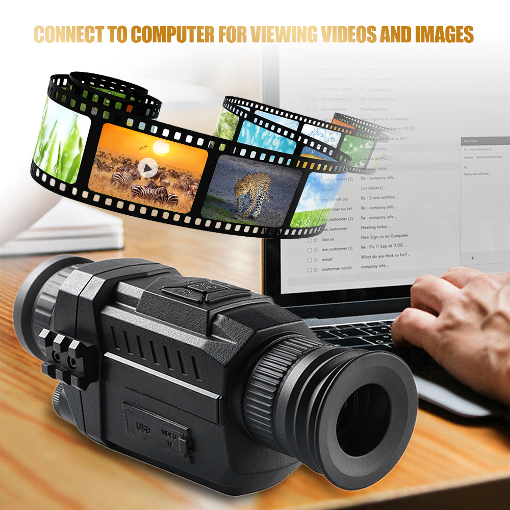 BekinTek Night Vision Monocular Telescope Goggles Waterproof Infrared Hunt Device 300m Full Dark Observing Distance 5x Optics 8x D