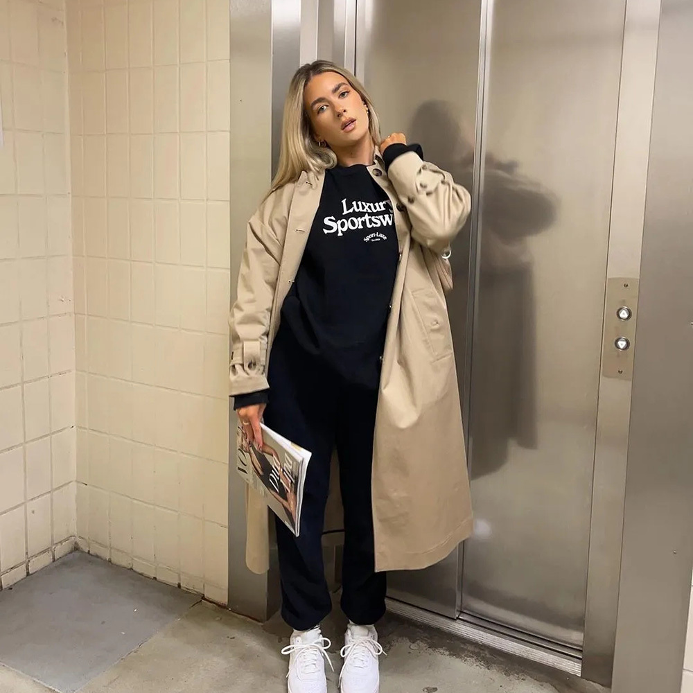 BBWM Women Long Trench Coat Oversized Long Sleeves Casual Fashion Windbreaker Woman Coats Outfit 210520