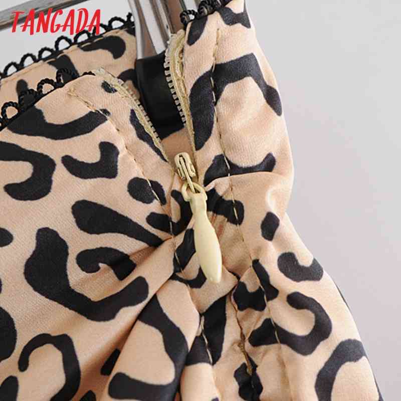 Women Leopard Pleated Midi Skirt Faldas Mujer Vintage Side Zipper Ladies Elegant Chic Mid Calf Skirts 4D3 210416