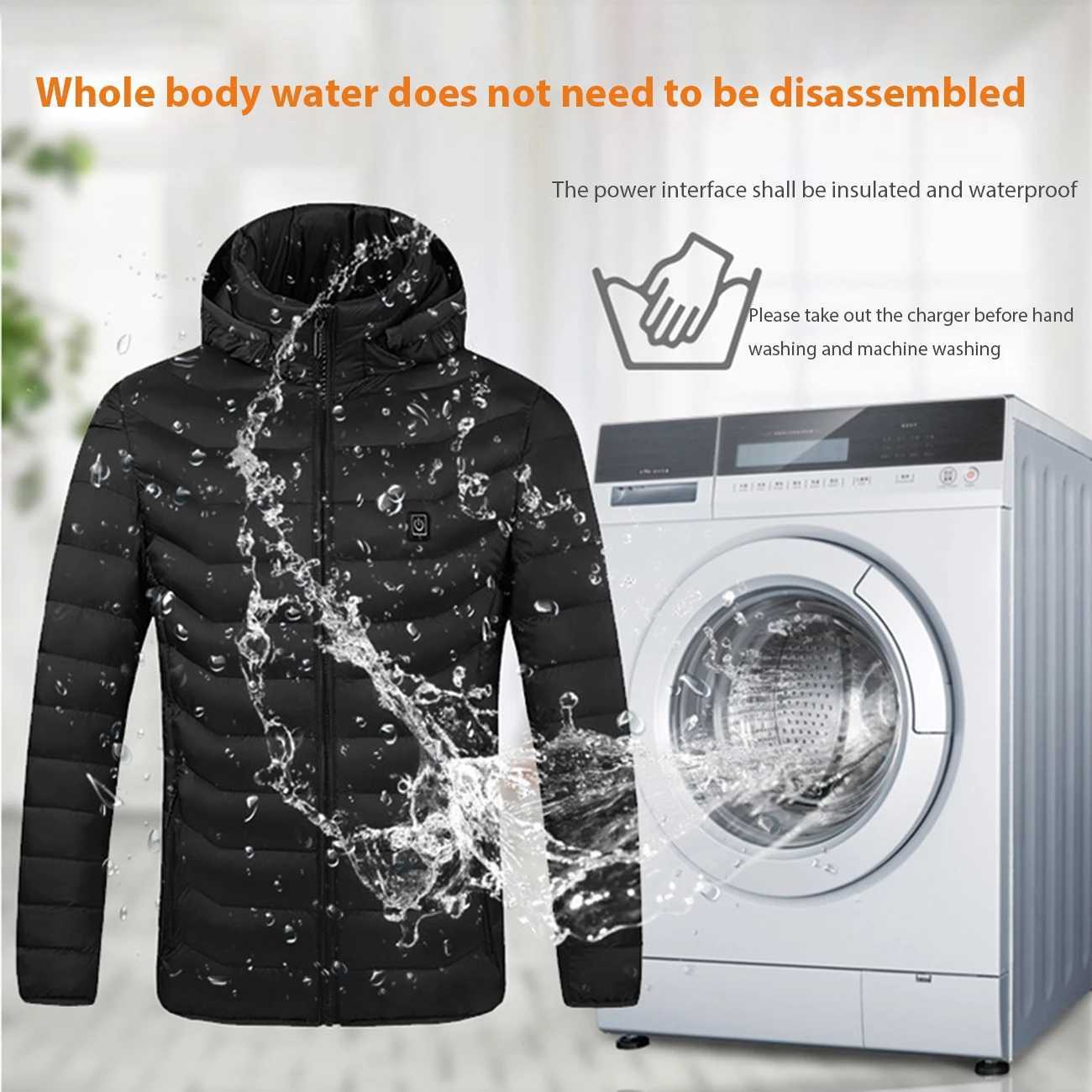Men 9 Areas Heated Jacket USB Winter Outdoor Electric Heating Jackets Warm Sprots Thermal Coat Clothing Heatable Cotton jacket 210818