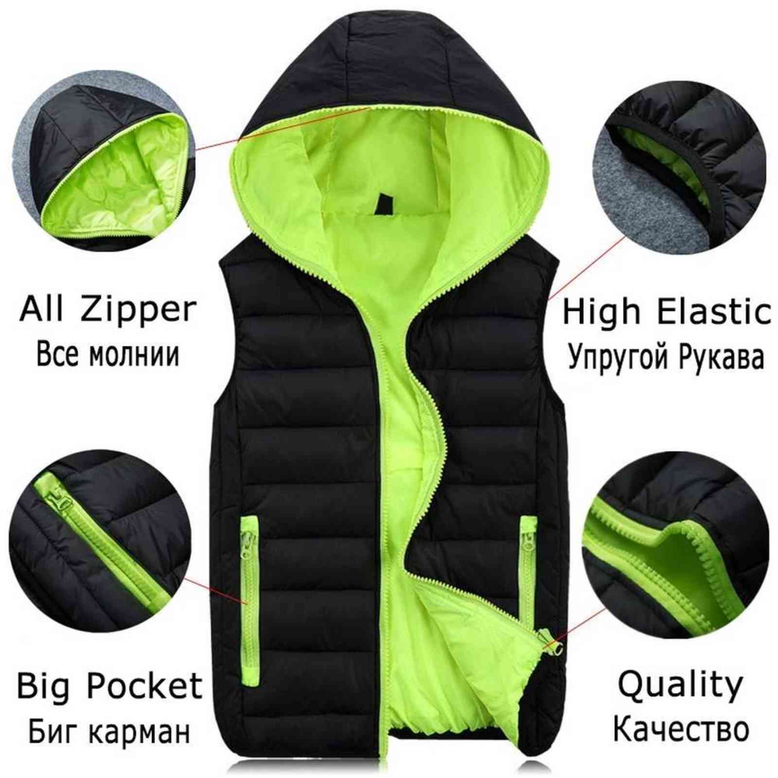 Spring Autumn Sleeveless Jacket for Men Fashion Warm Hooded Male Winter Vest Light Plus Size Mens Work Vests Waistcoat 211111