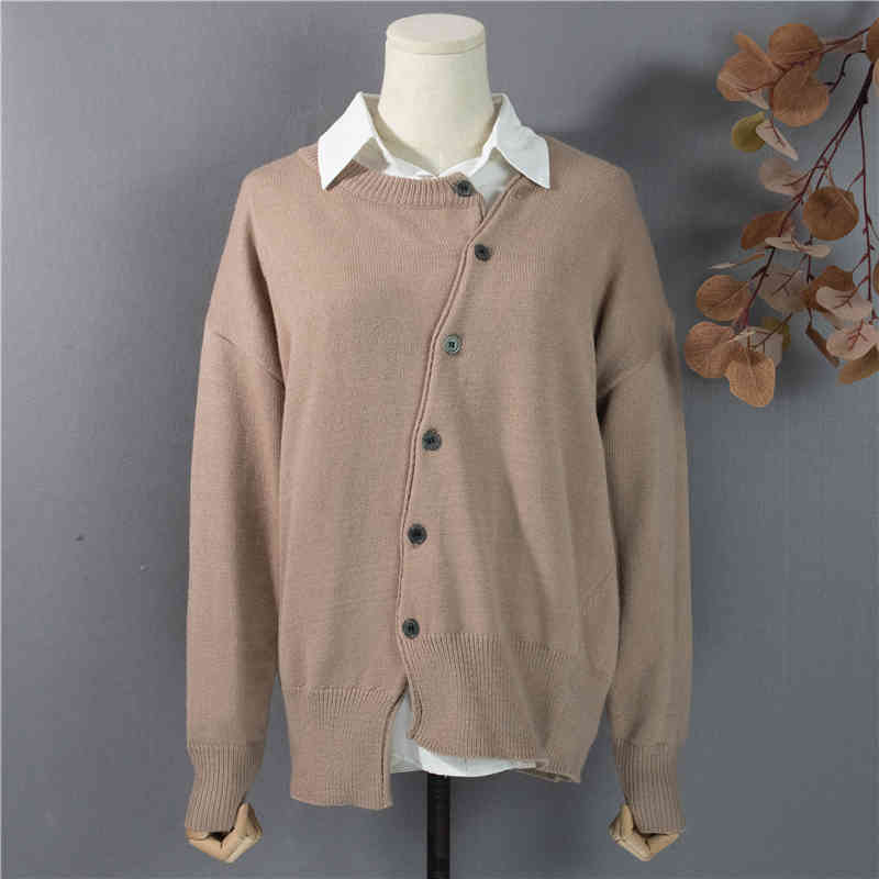 Colorfaith New Winter Spring Women's Sweaters Irregular Buttons Cardigans Fashionable Korean Ladies Knitwears SWC8562 210413