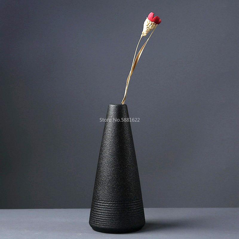 Modern 8 Style Black Ceramic Flower Arrangement Small Vase Home Decoration Tabletop Ornament Crafts Vases