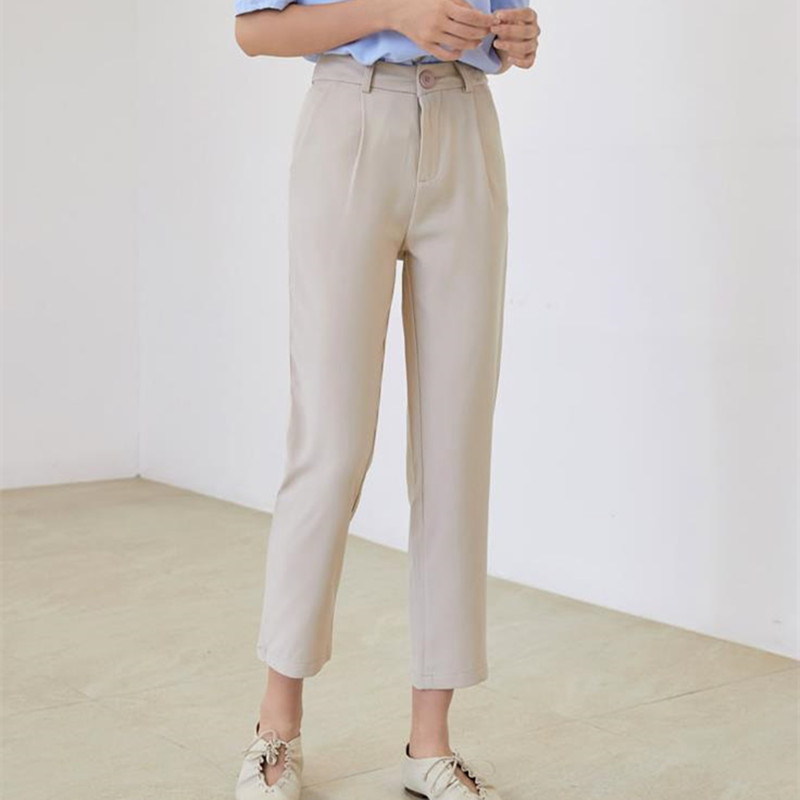 Plus Size Casual High Waist Radish Harem Pants Women Bottoms British Suit Solid Straight Loose Trousers 210421