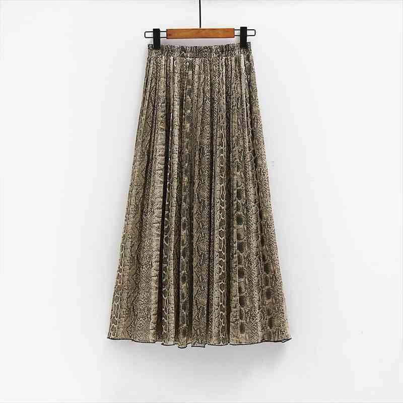 Sexy Women Snakeskin Skirt Summer Elastic High Waist Pleated Chiffon Skirt Vintage Ladies Casual Snake Print Beach Long, Black
Sexy Women Snakeskin Skirt Summer Elastic High Waist Pleated Chiffon Skirt Vintage Ladies Casual Snake Print Beach Long, Black