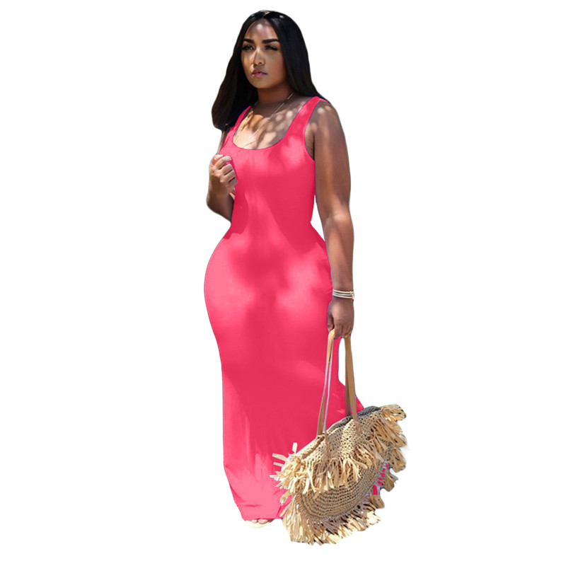 New Summer Clothes Women Maxi Dresses Sleeveless tank SKirts Solid color bodycon dress Beautiful Plus size S-white black long skirt skinny packaged hi