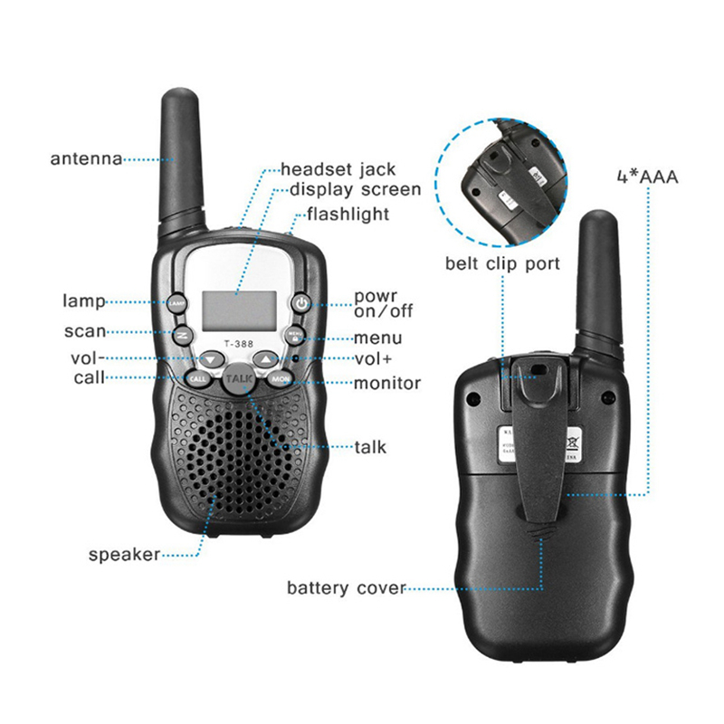 T388 Children Radio Toy Walkie Talkie Kids Radios UHF Two Way T-388 Children's Walk Talkies Pair For Boys 1pc