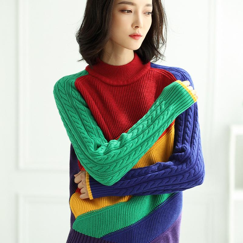Women' Sweaters Panelled Runway Luxury Women Designers Brand Knitted Long-sleeve Pullover Female Winter Casual Sweater Tops Clothes, Rainbow
Women' Sweaters Panelled Runway Luxury Women Designers Brand Knitted Long-sleeve Pullover Female Winter Casual Sweater Tops Clothes, Rainbow