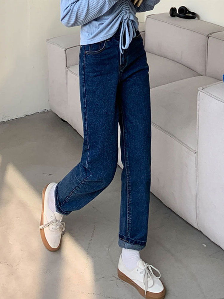 3Colors spring autumn korean style women denim Pants Casual high waist jeans for women straight long pants (X1737 210423