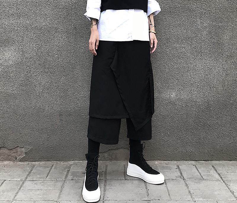 Korean Youth Casual Cropped Harem Pants Loose Fashion Trend Black Low Crotch Men Men's
