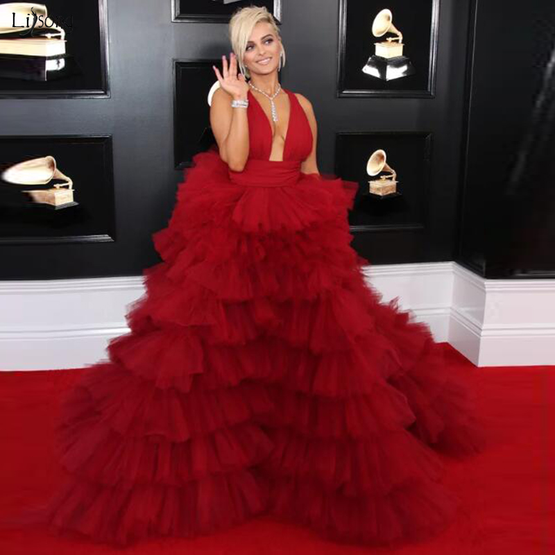 2021 Ruffle Red Kimono Women Dresses Robe for Photoshoot Extra Puffy Sleeves V Neck Prom Gowns African Cape Cloak Maternity Dress Photography