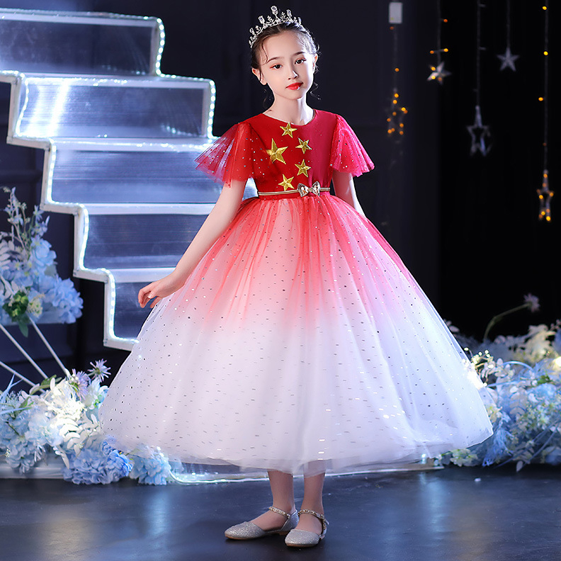 2021 Cute Flower Girl Dresses white red Appliqued Beaded Feather Girl Pageant Gown Cascading Ruffle Sweep Train Custom Made Birthday Gowns