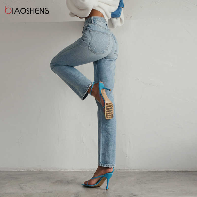 High Waist Jeans Women Fashion Harajuku Denim Pants Mom Trousers 100 Cotton Streetwear Vintage Straight Jean Femme 210922