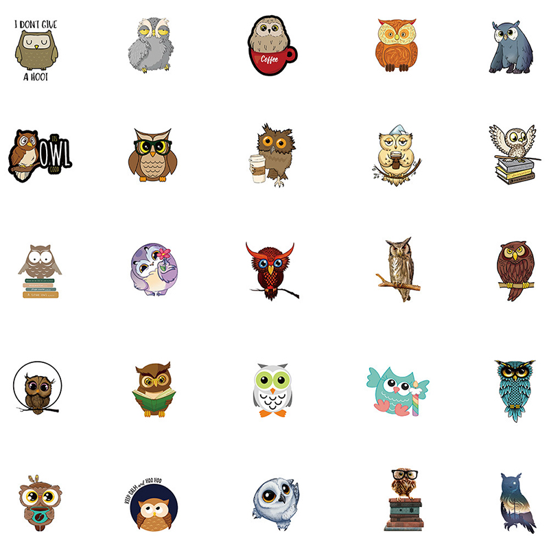 Update New Notebook Cartoon Owls Stickers Cute Animal Series Wers DIY Graffiti Decals For Car Lage Motorcycle Ipad Phone Scooter Games Skateboard Guit