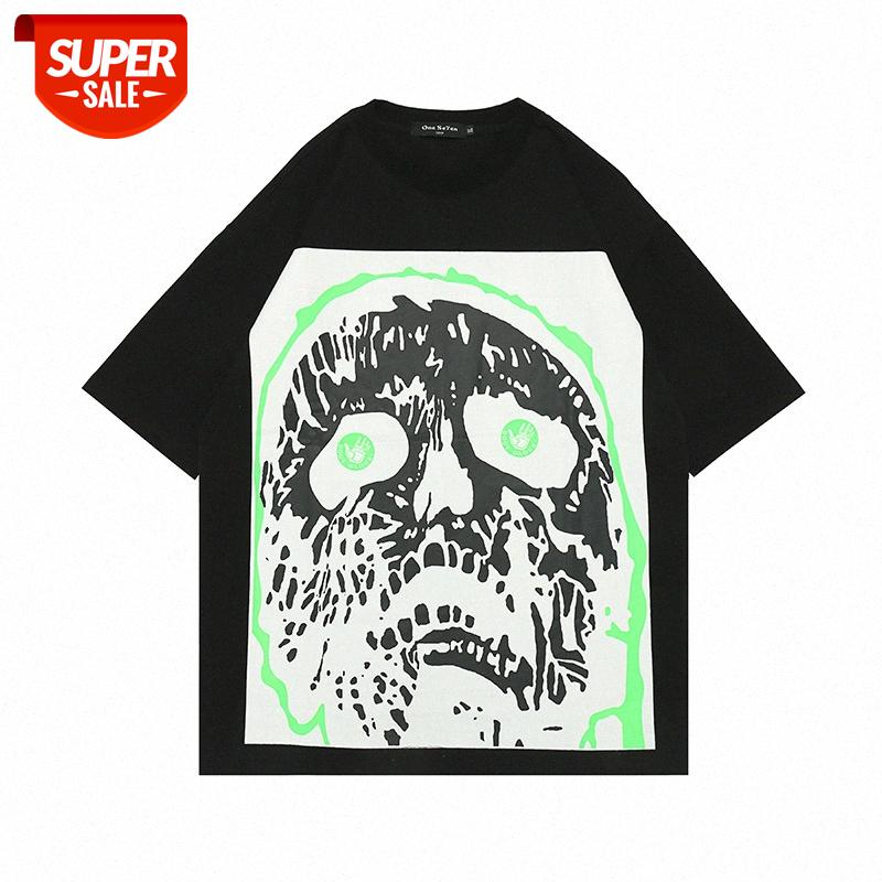 Wind skull print short-sleeved T-shirt men's dark line loose half-sleeved round neck five-point sleeves #Wp7A, White;black
Wind skull print short-sleeved T-shirt men's dark line loose half-sleeved round neck five-point sleeves #Wp7A, White;black
