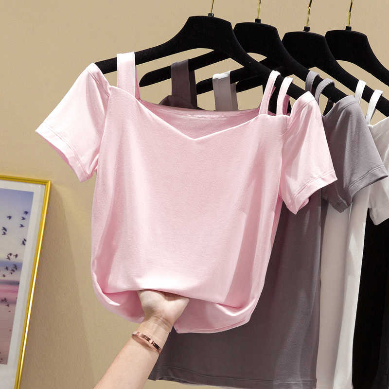 Off Shoulder T shirt Women Clothes Sexy Summer Tops Female Tshirt Tee Shirt Femme Short Sleeve Cotton Tops Pink 210604, White
Off Shoulder T shirt Women Clothes Sexy Summer Tops Female Tshirt Tee Shirt Femme Short Sleeve Cotton Tops Pink 210604, White
