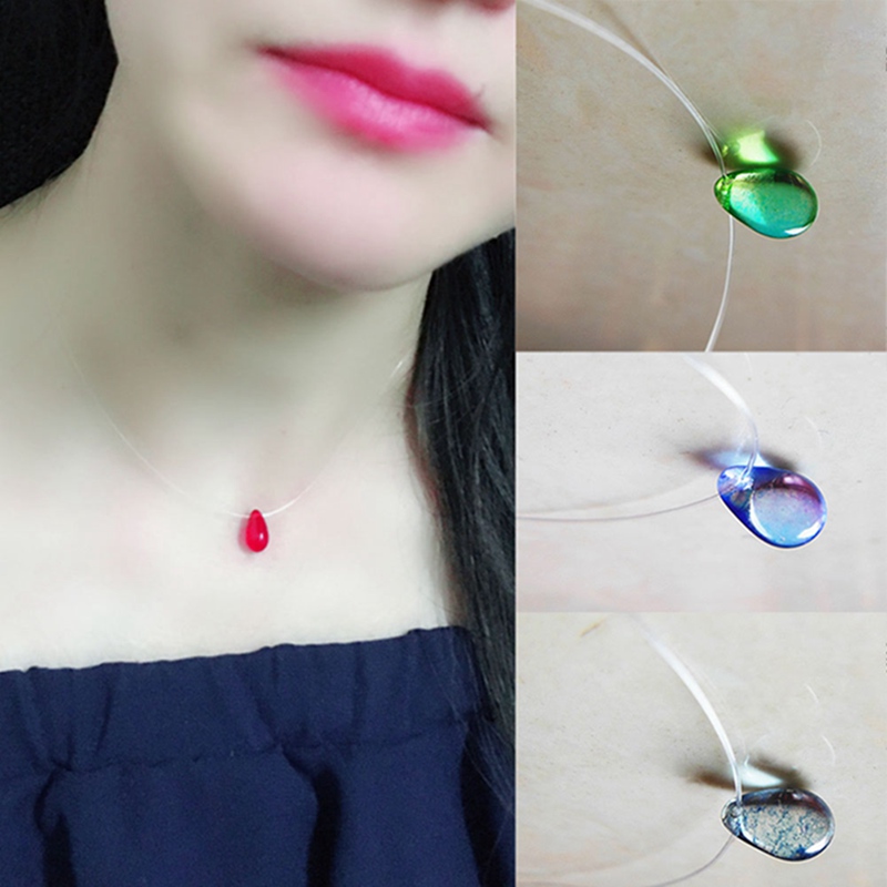 Mermaid's Tears Necklace Ocean Sea Invisible Transparent Fishing Line Short Chain Beach Pendants