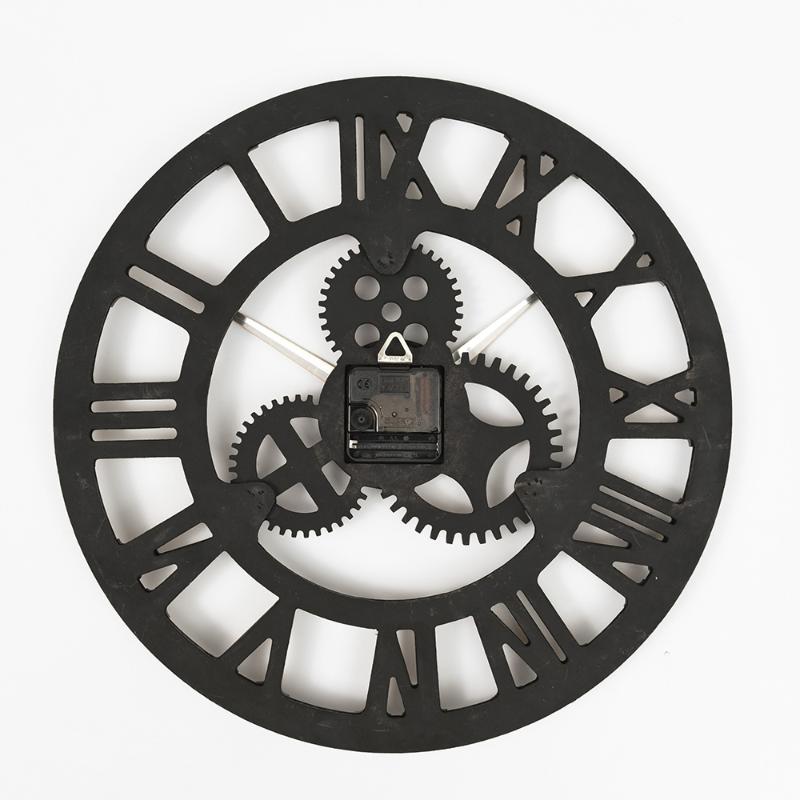 Wall Clocks Handmade Oversized 3D Retro Rustic Decorative Luxury Art Big Gear Wooden Vintage Large Clock On The Stereoscopic