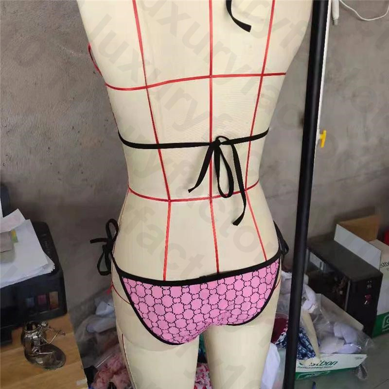 2021 Newest Style Two-piece Bikini Novelty Contrast Color Women's Swimwear Special Stylish Plaid Pattern High Leg Thong Bikinis Set Beach Party C