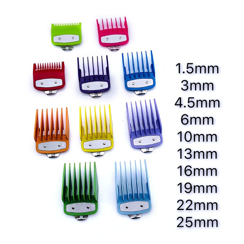 Colorful Guide Comb Multiple Sizes Metal Limited Combs Hair Clipper Cutting Tool High Quality and Brand New
Colorful Guide Comb Multiple Sizes Metal Limited Combs Hair Clipper Cutting Tool High Quality and Brand New