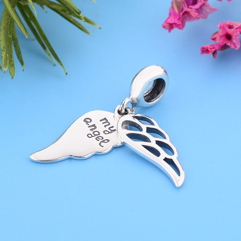 Fit Original Brand Charm Bracelet Necklace 925 Silver Mom Dad Son Angel Wing Fly Bead Dangle Making Family Berloque