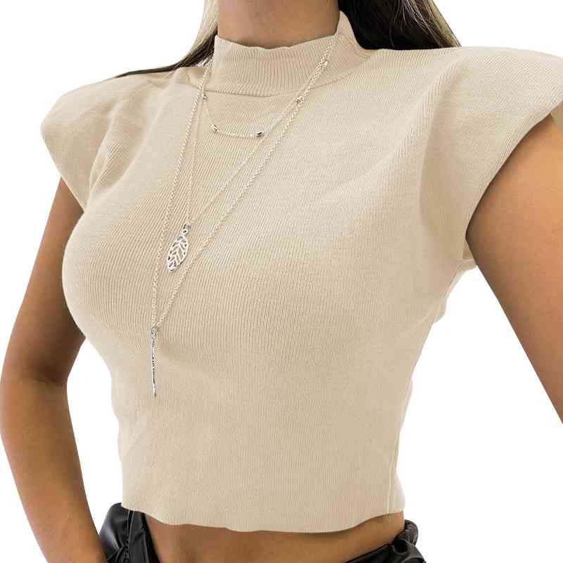 Women Turtleneck Knitted Sweaters Sleeveless Shoulder Pad Fashion Vest Women Autumn Spring Thin White Warm Pullovers Tops 210521