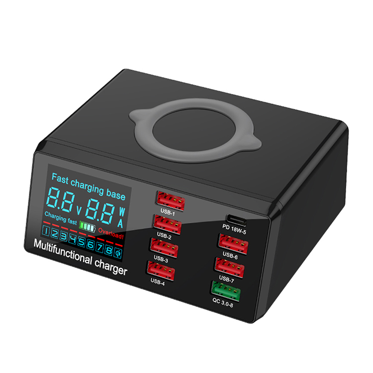 100W Multi USB Fast Charger PD Charge QC30 Adapter US EU UK Plug Wireless Quick Charging Station For Smart Phone Samsung HUAWAI821