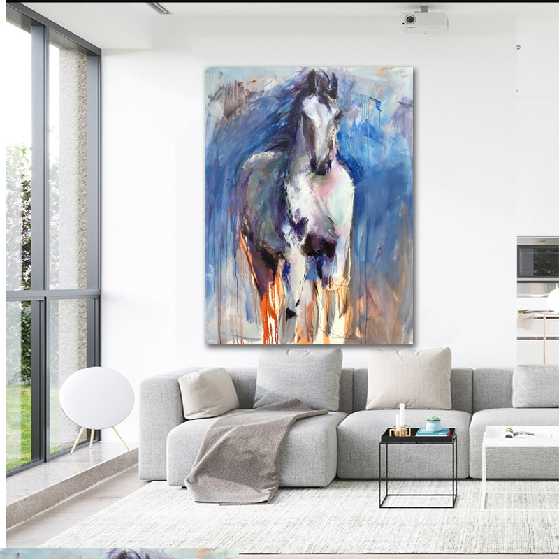 Modern Abstract Animal Poster Print Vintage White Horse Wall Art Picture On Canvas For Living Room Home Decor Painting Unframed