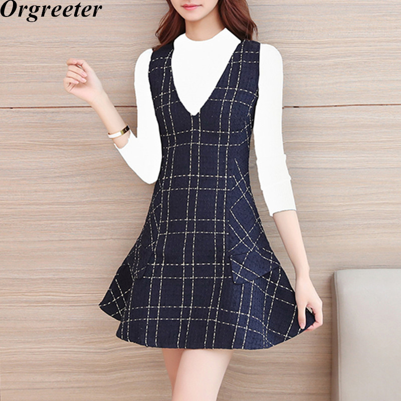 Fall Winter Plaid Tweed Woolen 2 Piece Set Women Knitted Pullovers Sweater + Thick V Neck Mini Vest Dress Suits Outfits 210525, Only tweed dress
Fall Winter Plaid Tweed Woolen 2 Piece Set Women Knitted Pullovers Sweater + Thick V Neck Mini Vest Dress Suits Outfits 210525, Only tweed dress