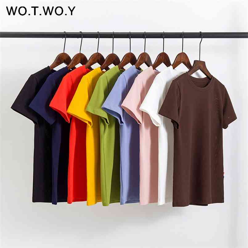 WOTWOY High Quality 9 Colors Basic Plus Size Cotton T-shirt Summer O-Neck Casual Tee Shirts Female Black Harajuku 210708, 012green
WOTWOY High Quality 9 Colors Basic Plus Size Cotton T-shirt Summer O-Neck Casual Tee Shirts Female Black Harajuku 210708, 012green