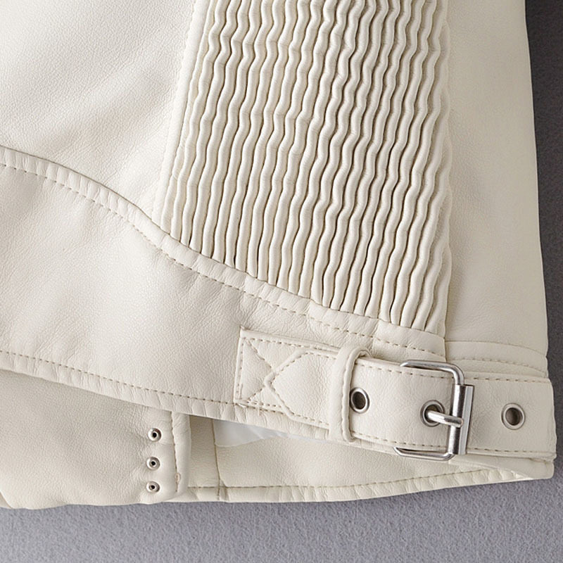 Yellow PU Lapel Long Sleeve Liuding Locomotive Women's Jacket Winter Windproof Simple Chic Slim Female Coat Black Red Top 210507