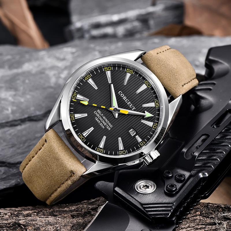 Wristwatches Dress Top Quality Sapphire Glass 41mm Mechanical Automatic Men Wristwatch Seagull Movement Date Function, Model 1
Wristwatches Dress Top Quality Sapphire Glass 41mm Mechanical Automatic Men Wristwatch Seagull Movement Date Function, Model 1