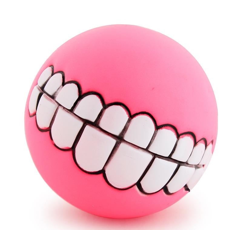 DHL Free Funny Pets Dog Puppy Cat Ball Teeth PVC Chew Sound Dogs Play Fetching Squeak Toys Pet Supplies Silicon Toy C0610X2