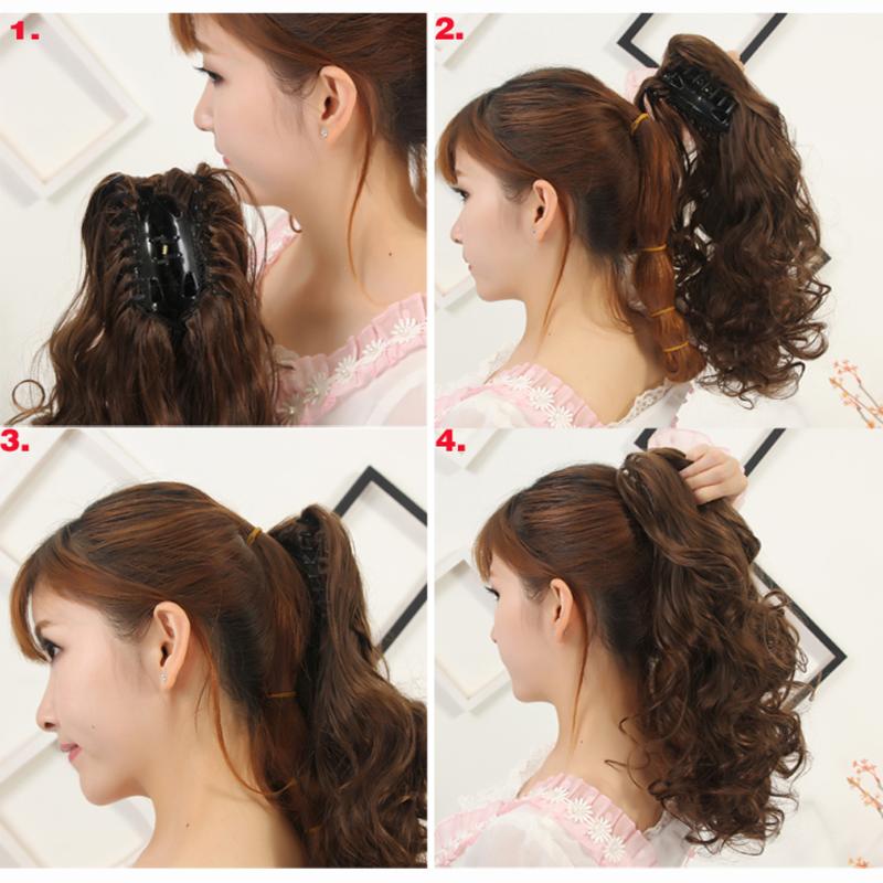 Synthetic Wigs Beiyufei Long Ponytail Wave Hair Ombre Color Brazilian Claw Ponytails Clip women wigs
