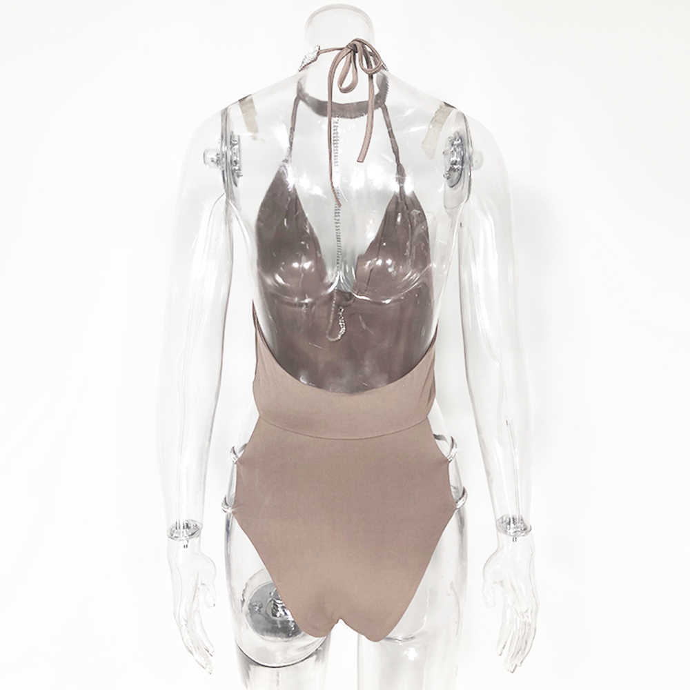 Colysmo Diamond Bodysuits Women Halter Backless Sexy Romper Summer Side Hollow Out Party Club Wear Black Bodysuit 210527