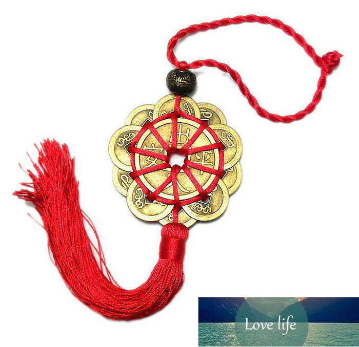 Lucky Charm Good Fortune Home Car Decor Red Chinese Knot FENG SHUI Set Ancient I CHINA Coins Prosperity Protection Factory price expert design Style Q