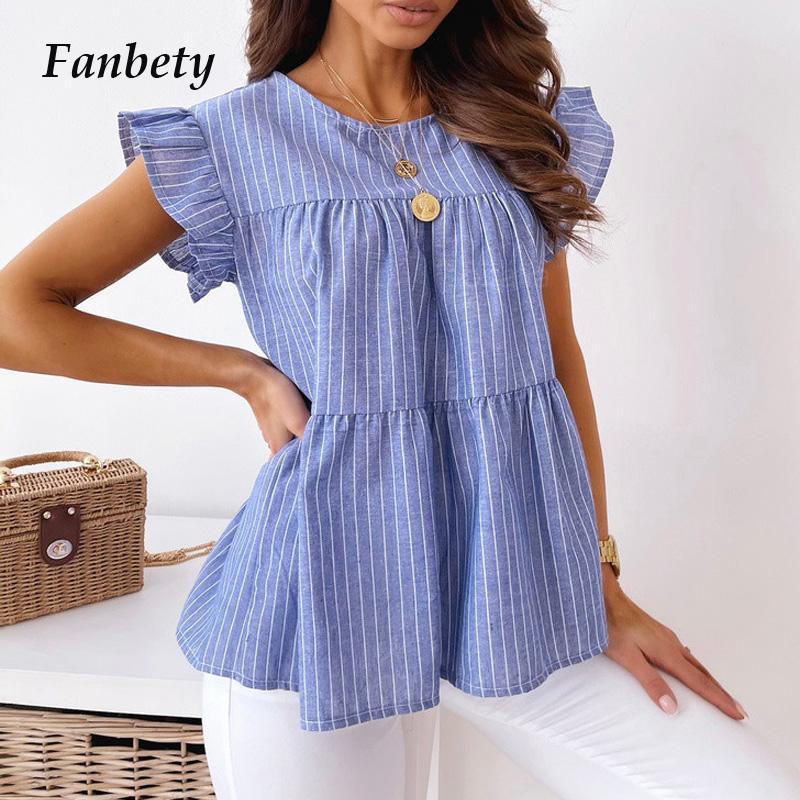 Women's Blouses & Shirts 2021 Summer Women Fashion Loose Flying Sleeve Ruffle Elegant Retro Stripe Polka Dot Blouse Ladies Casual Blusa, White
Women's Blouses & Shirts 2021 Summer Women Fashion Loose Flying Sleeve Ruffle Elegant Retro Stripe Polka Dot Blouse Ladies Casual Blusa, White