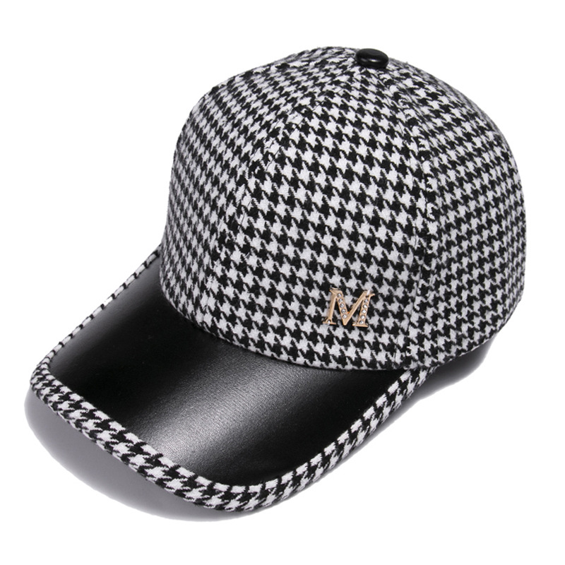 Fashion Baseball Caps for Couples Women Houndstooth Stitching PU Leather Brim Base Ball Cap Autumn And Winter Standard Thickened Warm Kore, Blue;gray
Fashion Baseball Caps for Couples Women Houndstooth Stitching PU Leather Brim Base Ball Cap Autumn And Winter Standard Thickened Warm Kore, Blue;gray