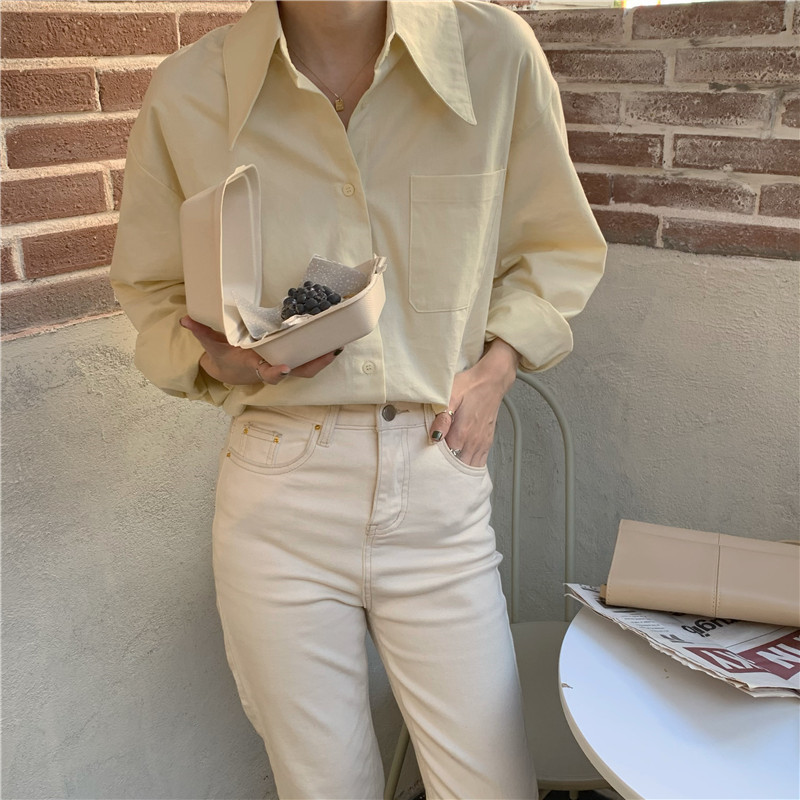 Chic Basic Office Lady Female Minimalist All Match Fashion Elegance Blouses Women Streetwear Gentle Solid Shirts 210421