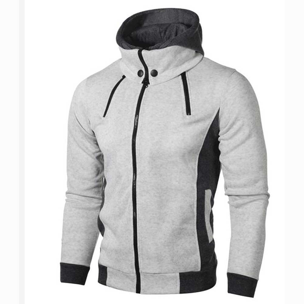 Zipper Men Jacket Autumn Winter Casual Fleece Coats Bomber Jacket Scarf Collar Fashion Hooded Male Outwear Slim Fit Hoody MWW178 211018