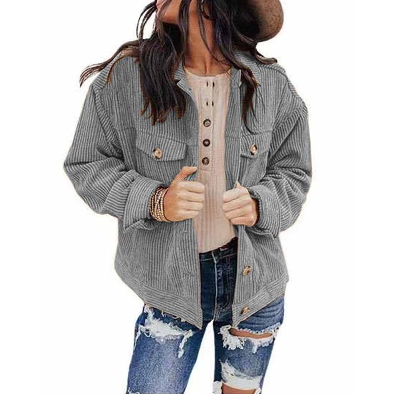 Women' Jackets Loose Jacket Corduroy Solid Colour Stripe Decoration Single Breasted Placket Lapel Coat For Women Autumn Winter, Khaki
Women' Jackets Loose Jacket Corduroy Solid Colour Stripe Decoration Single Breasted Placket Lapel Coat For Women Autumn Winter, Khaki
