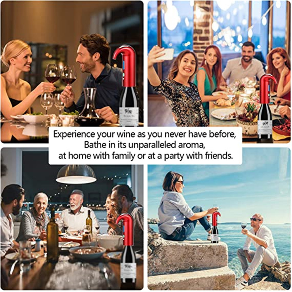 Electric One Touch Portable Aerator Dispenser Pump USB Rechargeable Cider Decanter Pourer Wine Accessories For Bar Home Use Free shipping